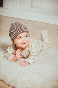 baby saying hi to visitors
